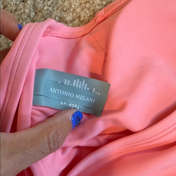 Antonio Melani Rosette Detachable Halter Strap Bandeau Swim Top Orange large - Picture 5 of 8